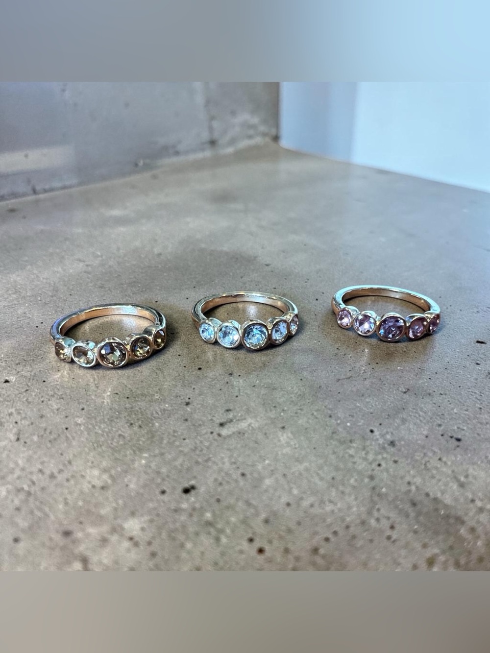 Pastel Crystal Stackable Ring Set Size 9 - Picture 3 of 5